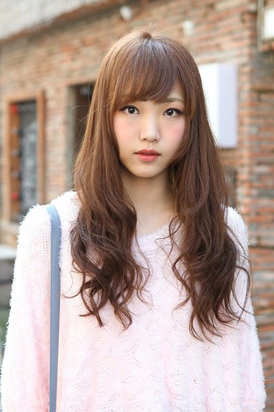 Cute Korean Hairstyle For Girls: Long Brown Hair With Bangs For Long Hairstyles Asian Girl (Photo 14 of 25)