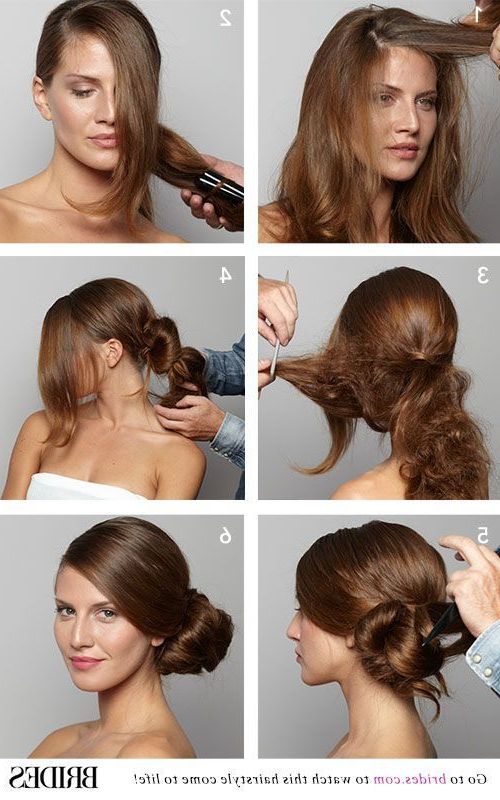 Easy Side Bun Hairstylebrides <3 | Bridal Hair And Wedding Gown Pertaining To Side Bun Prom Hairstyles With Jewelled Barrettes (View 22 of 25)
