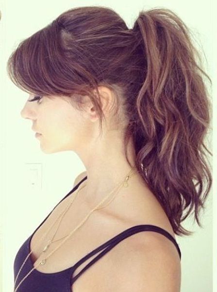 Gorgeous High Ponytail With Side Swept Bangs 2016 | Hair And Makeup Regarding Side Swept Curls And Draped Bangs Hairstyles (View 18 of 25)