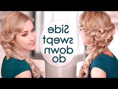 Half Up Half Down Hairstyle With Curls. Prom/wedding Hair Tutorial Intended For Long Side Swept Curls Prom Hairstyles (Photo 10 of 25)