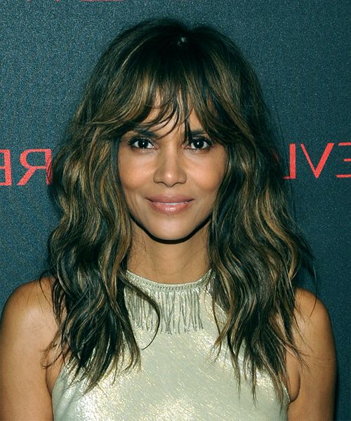 Halle Berry Casual Long Wavy Hairstyle With Layered Bangs – Brunette Intended For Halle Berry Long Hairstyles (View 1 of 25)