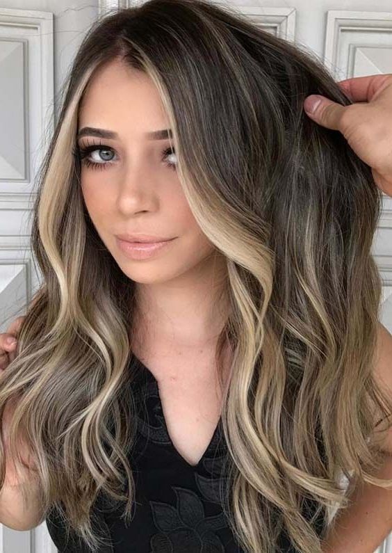 I Like The Placement On This But Too Light For Me | Cut For Me In With Long Dark Hairstyles With Blonde Contour Balayage (View 1 of 25)