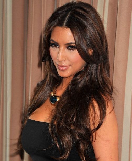Kim Kardashian Hairstyles – Center Parted Hairstyles For Long Wavy Regarding Long Hairstyles Kim Kardashian (View 25 of 25)