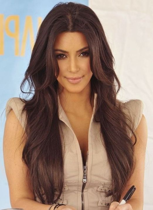 Kim Kardashian Long Hairstyles: Brown Hair – Popular Haircuts With Kim Kardashian Long Haircuts (View 2 of 25)