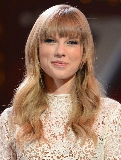 Long Hairstyles For Blunt Bangs: Taylor Swift Wavy Hair Style Pertaining To Taylor Swift Long Hairstyles (View 6 of 25)