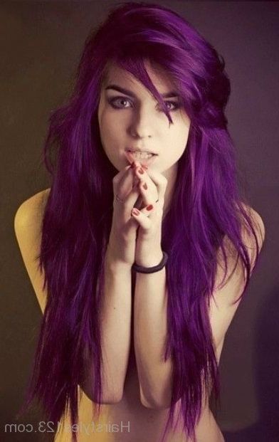 Long Purple Hairstyle Within Purple Long Hairstyles (View 9 of 25)