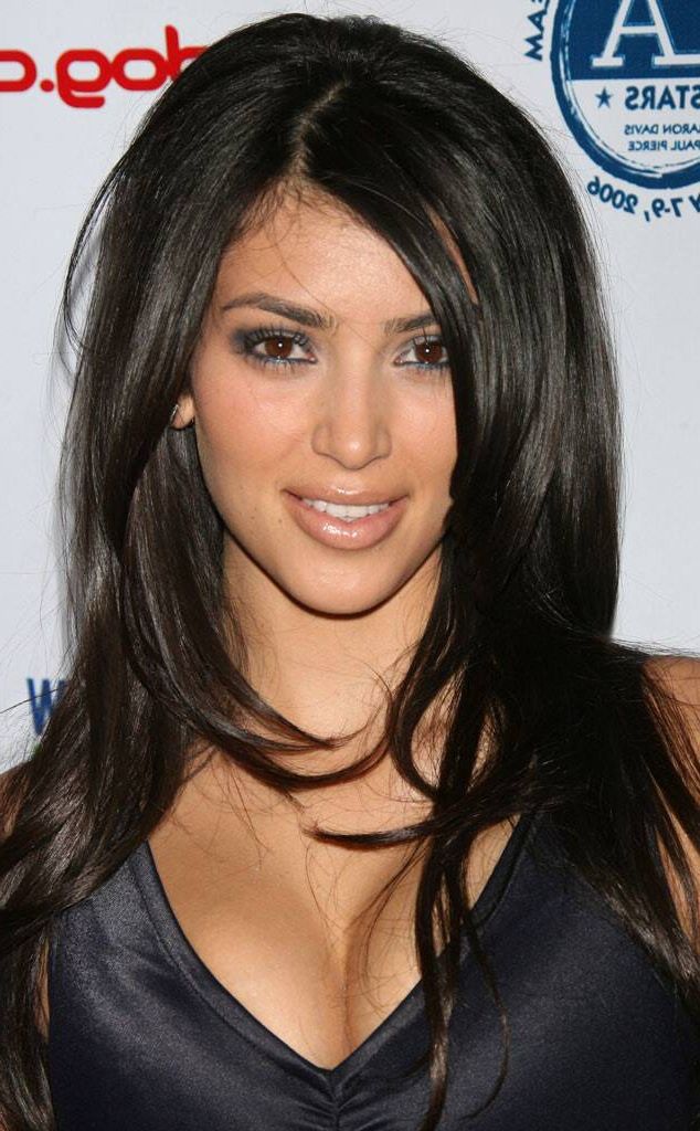 Lots Of Layers From Kim Kardashian's Hair Evolution | E! News With Long Layered Hairstyles Kim Kardashian (View 24 of 25)