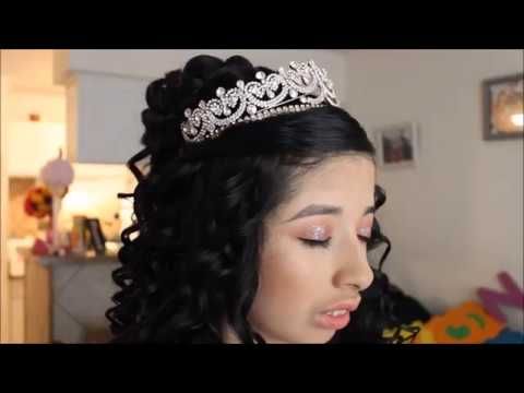 My Sister's Trial Quinceanera Hairstyle | Curly Half Updo In Long Curly Quinceanera Hairstyles (Photo 6 of 25)