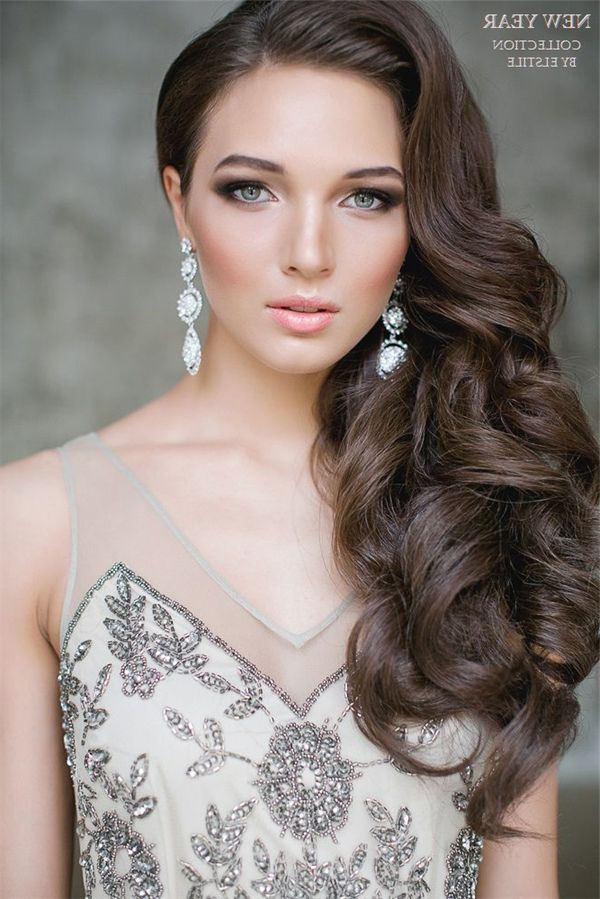 One Side Half Up Wavy Wedding Hairstyle For Long Hair | Deer Pearl In One Side Long Hairstyles (Photo 14 of 25)