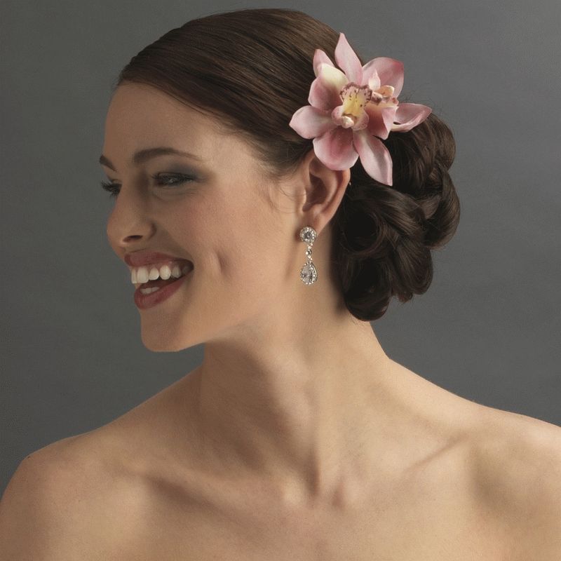 Realistic Looking Bridal Orchid Flower Hair Clip With Regard To Side Bun Prom Hairstyles With Orchids (View 15 of 25)