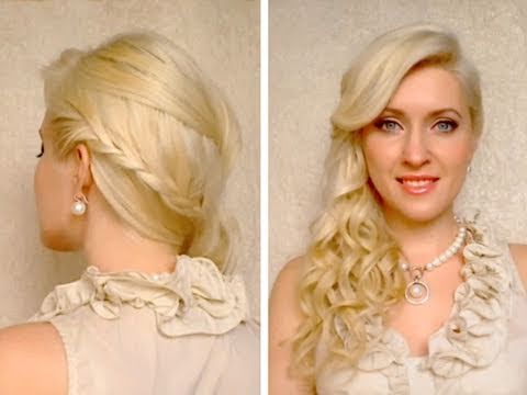 Side Swept Braided Hairstyle With Curls For Prom Wedding Frisuren With Long Side Swept Curls Prom Hairstyles (Photo 17 of 25)