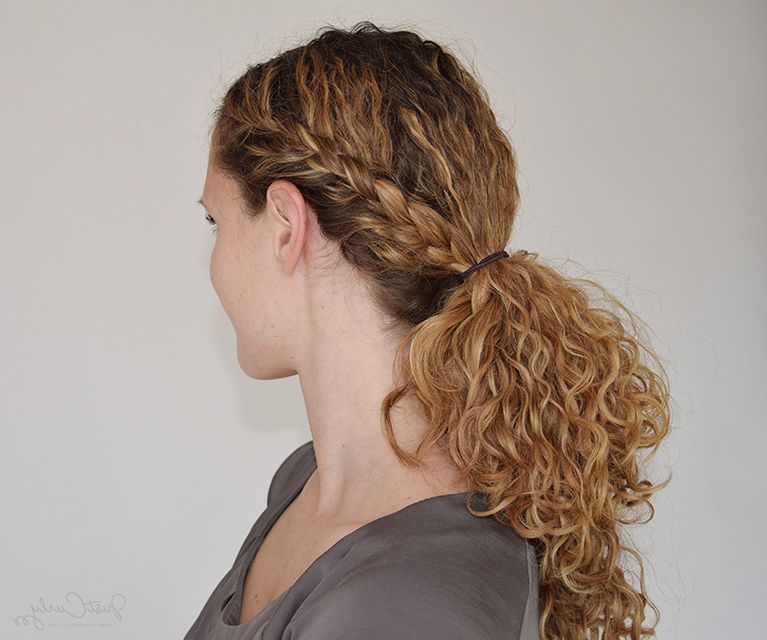The Half French Braid Ending In A Ponytail Tutorial Pertaining To Curly Half Updo With Ponytail Braids (View 6 of 25)