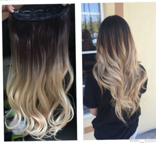 Thick One Piece Ombre Clip In Hair Extensions Long Wavy Curly Regarding Hair Clips For Thick Long Hair (View 25 of 25)
