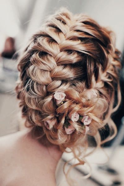 Three Loose French Braids Side Bun With Flowers In The Bun || Ideal With Bun And Three Side Braids Prom Updos (View 8 of 25)