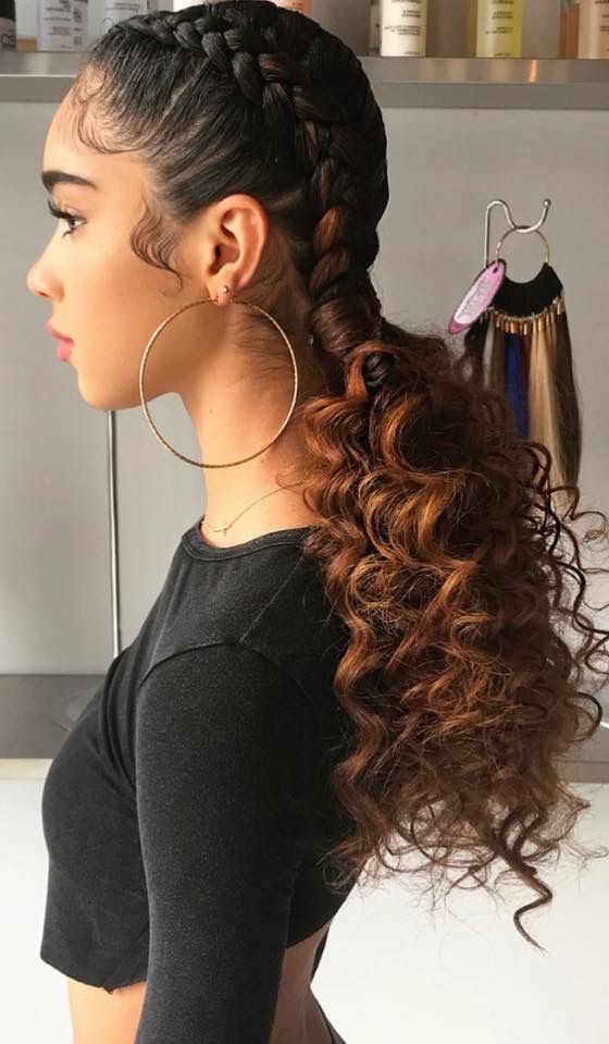 Two Dutch Braids To Curly Ponytails | Hair Skin And Nails | Curly Regarding Curly Half Updo With Ponytail Braids (View 1 of 25)