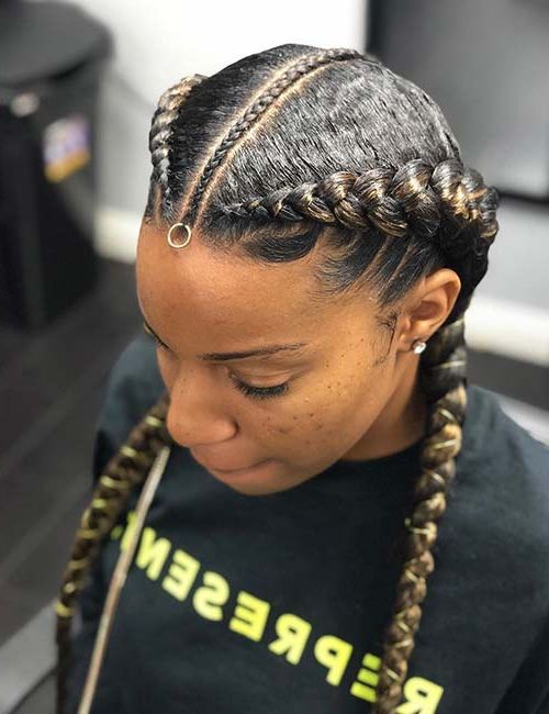 10 Amazing Black Braided Hairstyles Regarding Current Angled Cornrows Hairstyles With Braided Parts (View 16 of 25)
