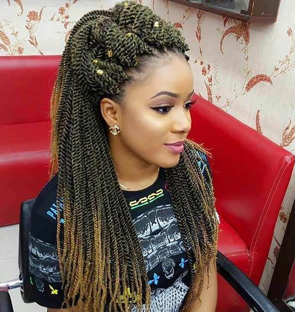 101 Beautiful And Stylish Senegalese Twists Hairstyles Inside Current Rope Twist Updo Hairstyles With Accessories (View 16 of 25)