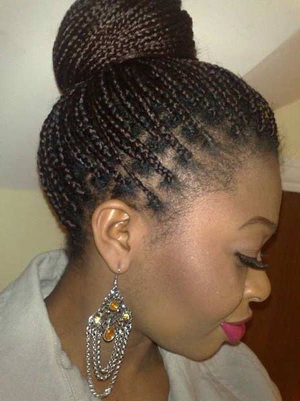101 Micro Braids For You – Style Easily Within Latest Natural Protective Bun Micro Braid Hairstyles (View 16 of 25)