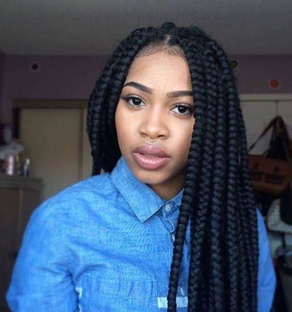 121 Sophisticated Jumbo Box Braids Styles For You Inside Best And Newest Centre Parted Long Plaits Braid Hairstyles (View 6 of 25)