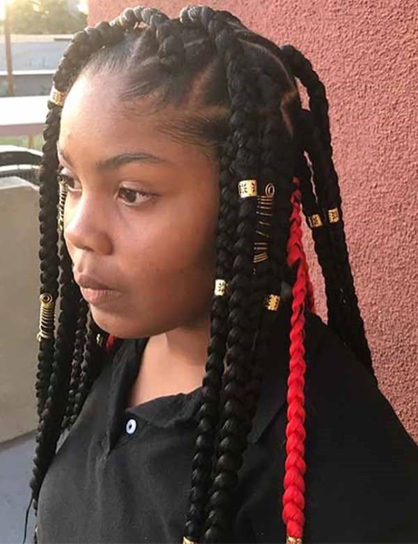 121 Sophisticated Jumbo Box Braids Styles For You Pertaining To Latest Long Braid Hairstyles With Golden Beads (View 5 of 25)
