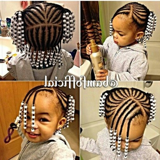 14 Super Cute And Creative Corn Row Styles For Your Little Pertaining To Latest Beaded Pigtails Braided Hairstyles (View 25 of 25)