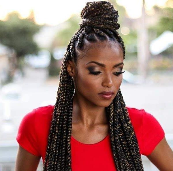 140 Exotic Box Braids You Will Crave For With Most Current Dookie Braid Hairstyles In Half Up Pony (View 4 of 25)