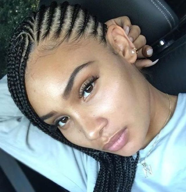 15 Lovely Ghana Braids Styles – Updos, Cornrows, Jumbo, Ponytail Throughout Most Up To Date Angled Cornrows Hairstyles With Braided Parts (View 12 of 25)