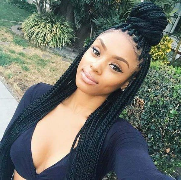 150 Chic Box Braids Styles That You Should Try For Most Current Dookie Braid Hairstyles In Half Up Pony (View 15 of 25)