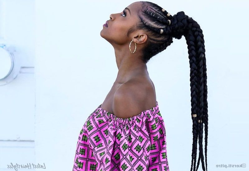 17 Hot Styles – Braided Ponytail For Black Hair In 2019 Intended For Current Spiral Under Braid Hairstyles With A Straight Ponytail (View 12 of 25)