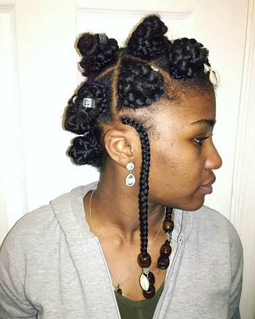 20 Best Bantu Knots Hairstyles Pertaining To Most Up To Date Wrap Around Triangular Braided Hairstyles (View 8 of 25)