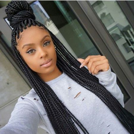 20 Elegant Big Box Braids With Regard To Most Recently Dookie Braid Hairstyles In Half Up Pony (View 13 of 25)
