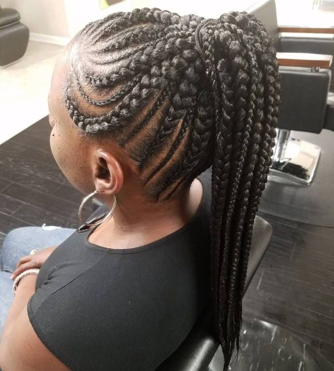20 Totally Gorgeous Ghana Braids For An Intricate Hairdo With Most Recent Ponytail Braid Hairstyles With Thin And Thick Cornrows (View 2 of 25)