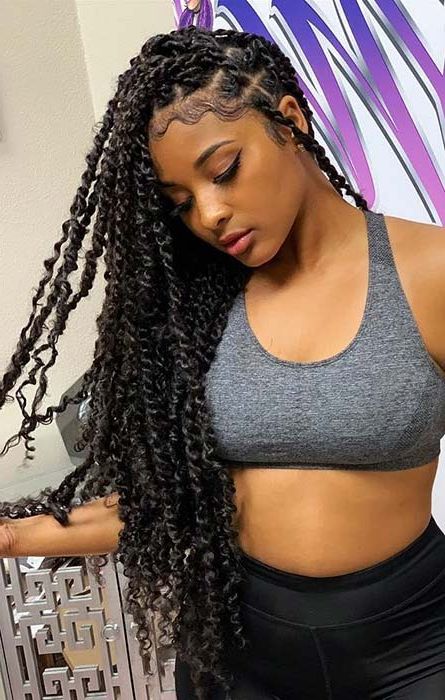 23 Eye Catching Twist Braids Hairstyles For Black Hair In Best And Newest Twists Micro Braid Hairstyles With Curls (View 21 of 25)