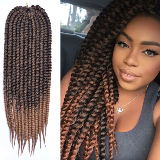 24 Inch Ombre Brown Havana Mambo Twist Braid Hair Crochet Braids Hair  Extension For Best And Newest Straight Mini Braids With Ombre (View 21 of 25)