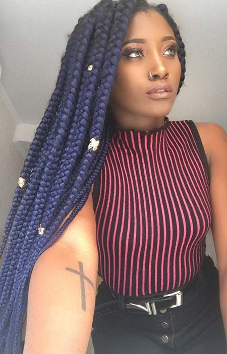 25 Crochet Box Braids Hairstyles For Black Women | Page 2 Of Regarding Best And Newest Blue And Black Cornrows Braid Hairstyles (View 13 of 25)