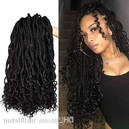 3 Packs Wavy Goddess Box Braids For Black Women 18inch Ombre Box Braid  Crochet Hair With Curly Ends Synthetic Braiding Extensions Within Most Current Straight Mini Braids With Ombre (View 8 of 25)