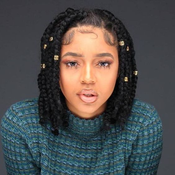 30 Short Box Braids Hairstyles For Chic Protective Looks Within Most Popular Bob Dookie Braid Hairstyles (View 10 of 25)