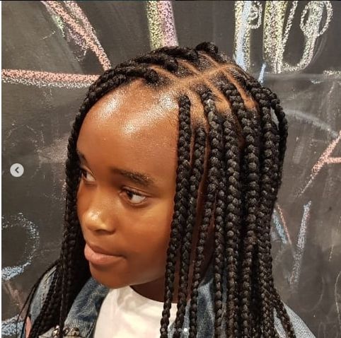 31 Box Braids For Kids 2019, Perfect Styles With Detailed Within Recent Centre Parted Long Plaits Braid Hairstyles (View 8 of 25)