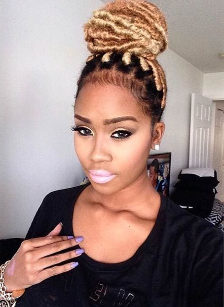 31 Faux Loc Styles For African American Women | Stayglam Pertaining To Most Up To Date Blonde Faux Locs Hairstyles With Braided Crown (View 2 of 25)