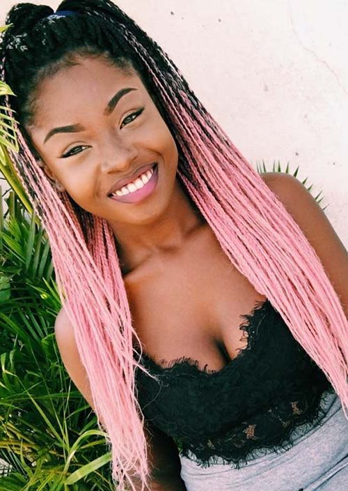35 Awesome Box Braids Hairstyles You Simply Must Try Inside Recent Black Twists Micro Braids With Golden Highlights (View 18 of 25)