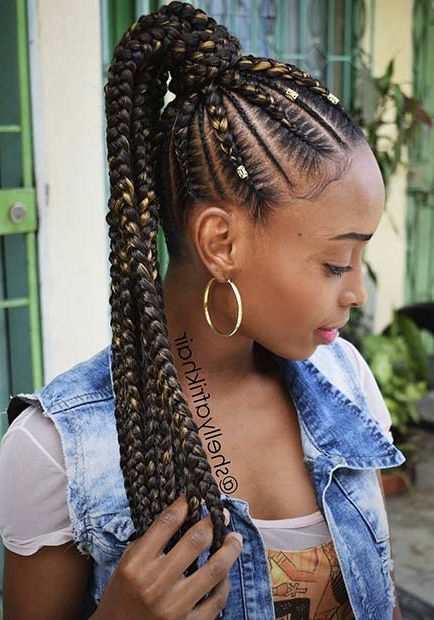 43 Best Braided Ponytail Hairstyles For 2019 | Page 3 Of 4 Inside Most Recently Ponytail Braid Hairstyles With Thin And Thick Cornrows (View 10 of 25)