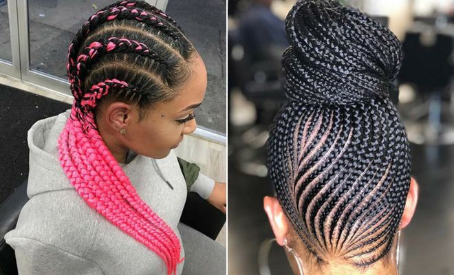 43 Cool Ways To Wear Feed In Cornrows | Stayglam Inside Most Recently Thin And Thick Cornrows Under Braid Hairstyles (View 18 of 25)