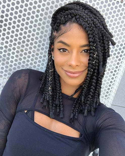 43 Cute Medium Box Braids You Need To Try | Stayglam With Regard To Most Popular Side Parted Braided Bob Hairstyles (View 15 of 25)