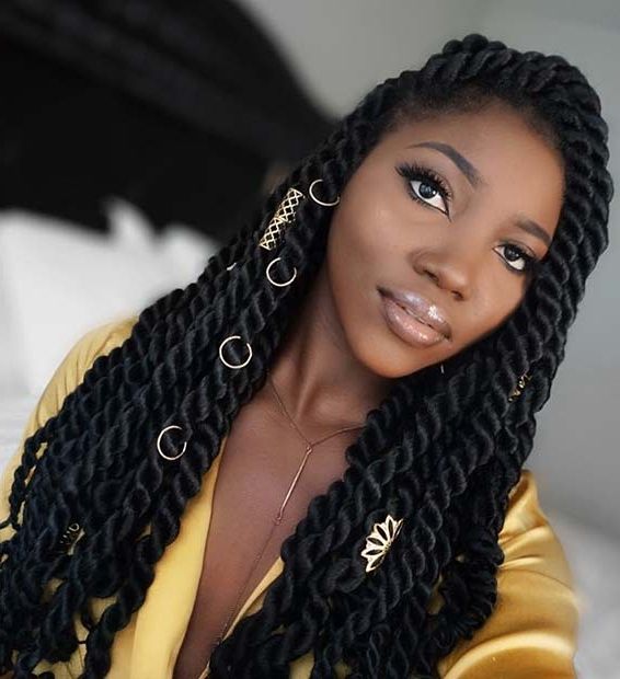 49 Senegalese Twist Hairstyles For Black Women | Stayglam Throughout Recent Loose Twist Hairstyles With Hair Wrap (View 13 of 25)