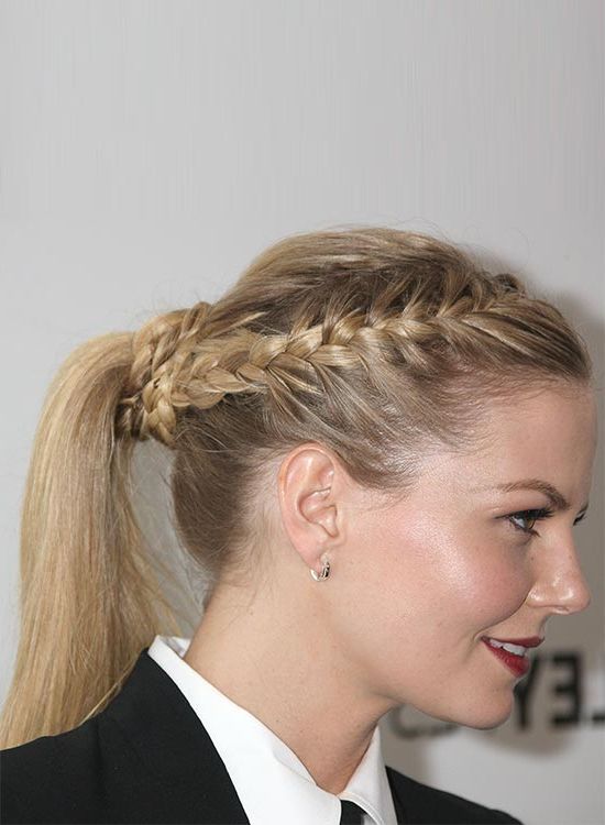 50 Braided Hairstyles That Are Perfect For Prom Regarding Latest Spiral Under Braid Hairstyles With A Straight Ponytail (Photo 19 of 25)