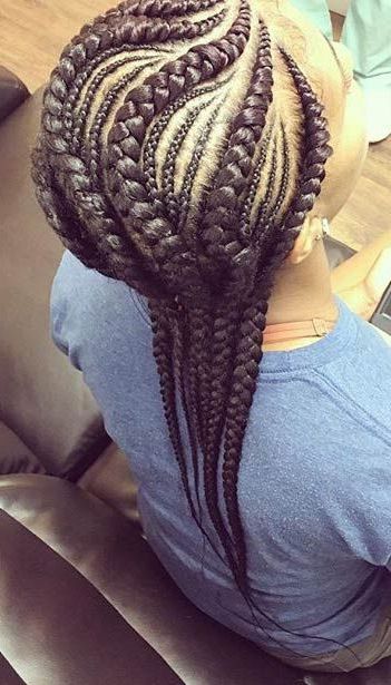 50 Ghana Braids Styles | Herinterest/ Within Most Up To Date Thin And Thick Cornrows Under Braid Hairstyles (View 23 of 25)