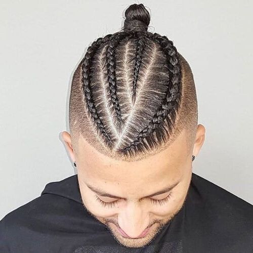 50+ Hot Braided Hairstyles For Men (+video) – Men Hairstyles For Recent Cornrows Tight Bun Under Braid Hairstyles (View 23 of 25)