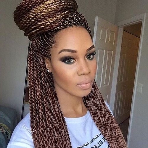 50 Sensational Styling Ideas For Senegalese Twists | Hair Inside Most Recently Rope Twist Updo Hairstyles With Accessories (View 4 of 25)
