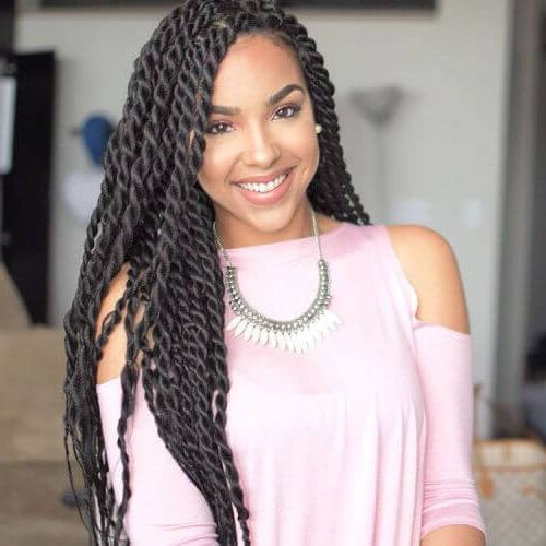 50 Sensational Styling Ideas For Senegalese Twists | Hair Within 2018 Side Parted Micro Twist Hairstyles (View 1 of 25)