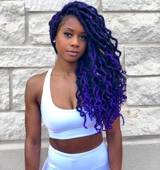 50 Stunning Crochet Braids To Style Your Hair For 2019 For Recent Skinny Braid Hairstyles With Purple Ends (Photo 15 of 25)